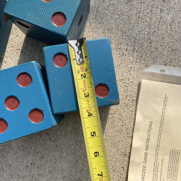 VTG Blue Red Giant Yahtzee Game Wooden Dice Set Yardzee Lawn Beach Deck Outdoor - Picture 5 of 5